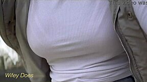 Wife Takes on Public Dare Bike Ride in Tight White Shirt