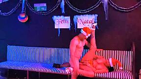 Christmas brings intense passion as a stunning milf and Saymon Fitness indulge in heavy cumming on the red carpet