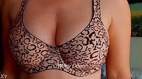 Milf Flaunts Big Tits in Leopard Bra