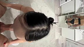 The student receives cum in her little mouth