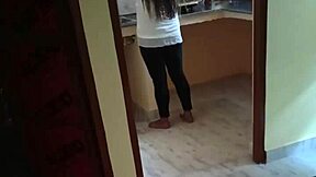 Kitchen work turns bad seeing bhabhi's fat ass.