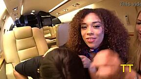Teddy Tarantino Gets Triple BJ by Horny PJ Flight Attendants Kiki Willow & Emma