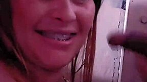 stranger fingers my pussy while friend fucks at glory hole!