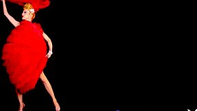 Skinny Blonde Milf Miranda Strips Burlesque Costume