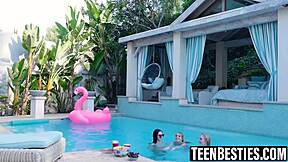 Three Girls Enjoy Pool Time