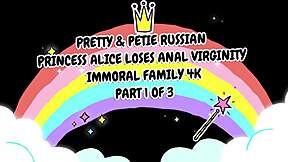 Naive Russian princess Alice gets creampied by clueless American dudes.