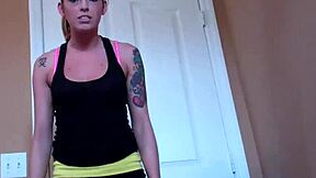 Flexible gymnast provides cum eating jerk off instructions