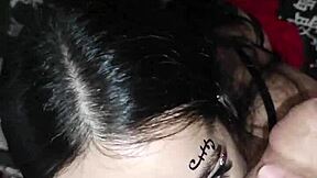 wellington prado receives deep blowjob on big veiny penis and ejaculates on my face - complete on red