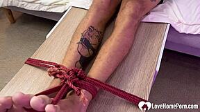 Submissive Boytoy Endures Foot Teasing