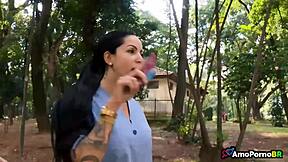 latina milf pornstar sucks big black cock for just one real