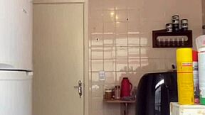 my husband caught me flashing my big pussy while washing the balcony in bikini