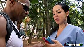 latina milf pornstar sucks big black cock for just one real