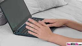 Petite teen stepsister Ruby Moon rides stepbrother's big cock passionately