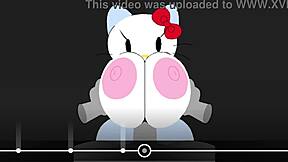 hello kitty gets fucked by a big cock in her tight ass banging tits