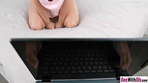 Petite teen stepsister Ruby Moon rides stepbrother's big cock passionately