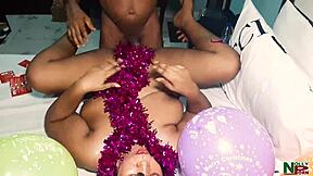 Mature Ebony Milf Bent Over for Big Black Cock Doggystyle in Holiday Continuation.