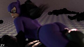 the black cat performs a headscissor on rusk joel during hardcore femdom