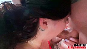 Chubby slut chris tang is making a huge cock cums hard with her tits