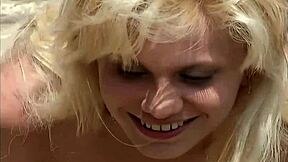 Coed ANA FEY RUBS her pussy over panties in public view