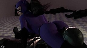 the black cat performs a headscissor on rusk joel during hardcore femdom