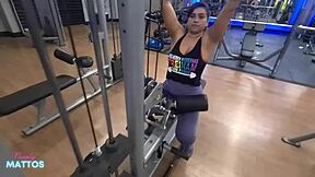 wet workout without panties provokes the personal trainer and leads to sweaty masturbation at home