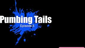 hey, tied-up plumber floods throat