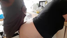 Amateur babe with big ass gets quick doggystyle fuck in kitchen