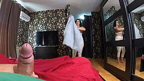 Milfycalla Worships Ass and Balls in Yoga Pants Cameltoe Before Cumshots on Downjackets