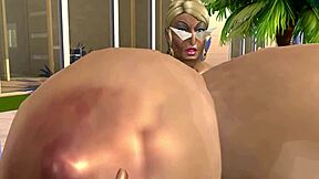 Passionate banging with giant-titted resort owner in Sims 4
