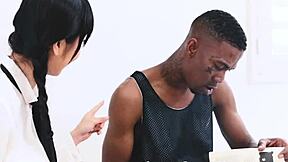 Massive black cock pounds tiny whore!