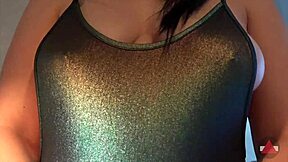 swimsuit babe with belly button spray fetish