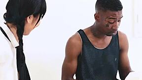 Massive black cock pounds tiny whore!