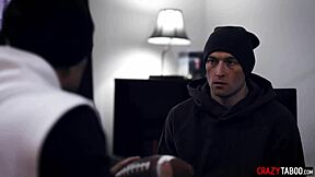 Mature milf with big tits performs a hardcore tit job on a young athlete's monster cock