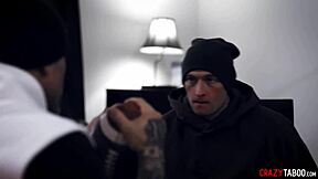 Mature milf with big tits performs a hardcore tit job on a young athlete's monster cock