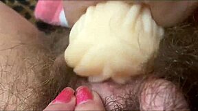 Detailed closeup of big clit reaching intense orgasm