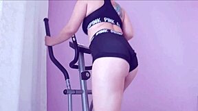 Fucked and finished off the big ass of a cute girl while she was doing sports