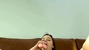 Watch breastmilk spray as lactating milf orgasms on dildo!