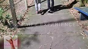 Naughty wife can't resist lover's big dick in public square.