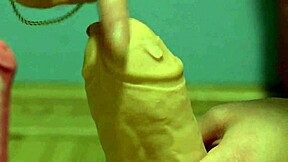 Anal toys stretch her gaping ass until she cums hard