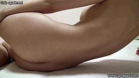 Naked Japanese Teen 18+ with Natural Big Tits Performs Yoga Workout