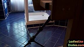 cfnm dom babes pegging male asshole with strapon in 3some