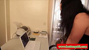 horny latina babe starts seducing her colleague at work