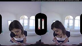 Gamer girl rocks Bioshock cosplay with raw VR action