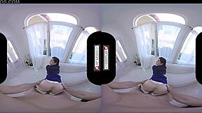 Gamer girl rocks Bioshock cosplay with raw VR action