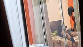 Colombian Neighbor Fucks Boyfriend Voyeuristically