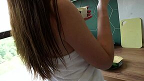 Young Couple Quickie In Kitchen Creampie