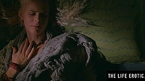 Stunning petite blonde intensely masturbates, drenched in sweat, to orgasm