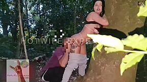 Naughty wife can't resist lover's big dick in public square.