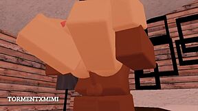 Roblox'ta Göğüslü Hatun Sevgilisini Tutkulu Sikiyor