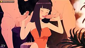 Hinata, can you resist Naruto clones fucking you hard?